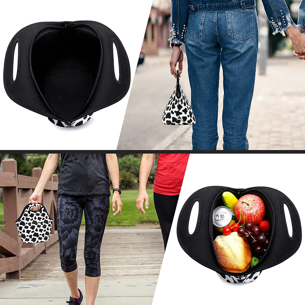 Neoprene Lunch Bags Insulated Lunch Tote Bags for Women Washable lunch container box for work picnic Lightweight Meal Prep Bags for Men Women (Black)