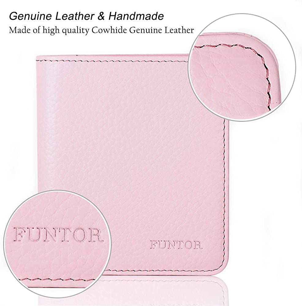 FUNTOR Small Wallets for Women, Ladies Small Compact Bifold Pocket RFID Blocking Genuine Leather Wallet for Women