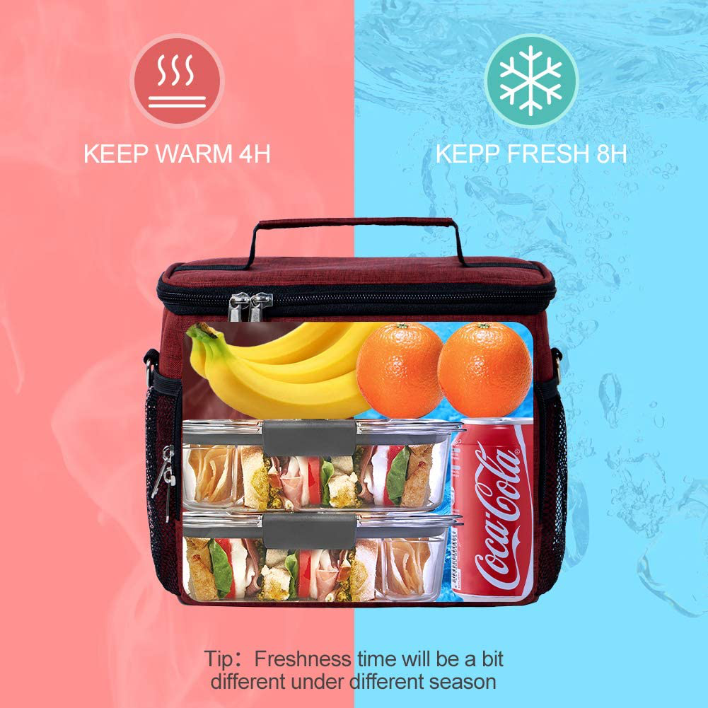 Insulated Lunch Bag for Women/Men - Reusable Lunch Box for Office Work School Picnic Beach - Leakproof Cooler Tote Bag Freezable Lunch Bag with Adjustable Shoulder Strap for Kids/Adult - Charcoal
