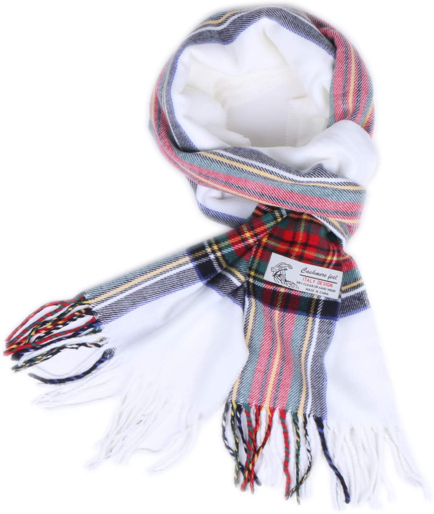 Plaid Cashmere Feel Classic Soft Luxurious Winter Scarf for Men Women