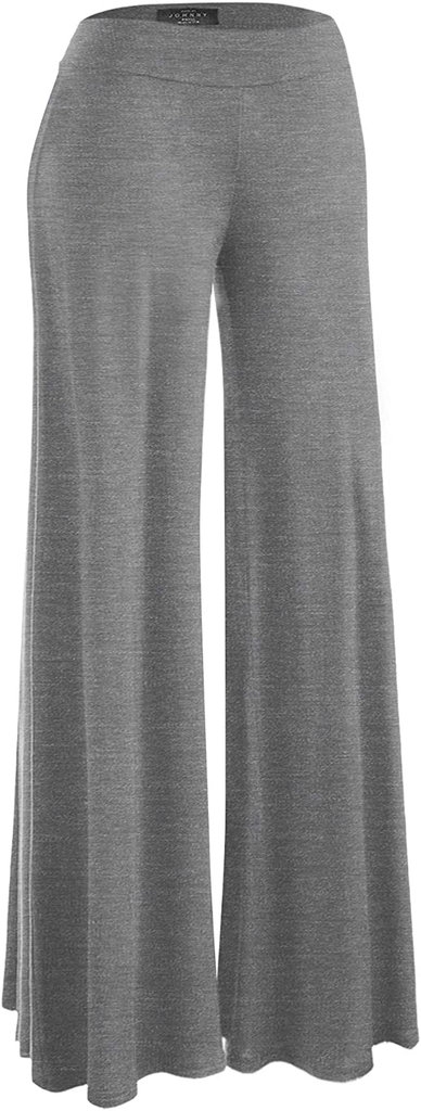 Made By Johnny Women's Casual Comfy Solid Wide Leg Palazzo Lounge Pants