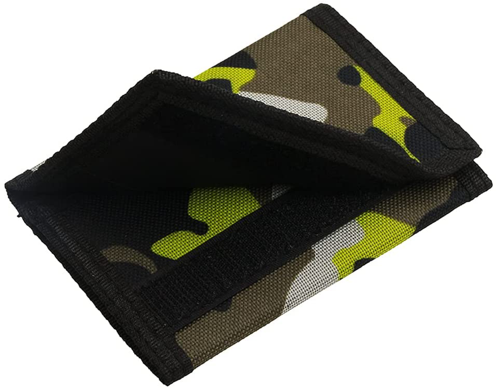 RFID Blocking Canvas Wallet for Men and Women - Camo Trifold Outdoor Sports Wallets with Magic Sticker for Teen Kids (Camo Light Green)