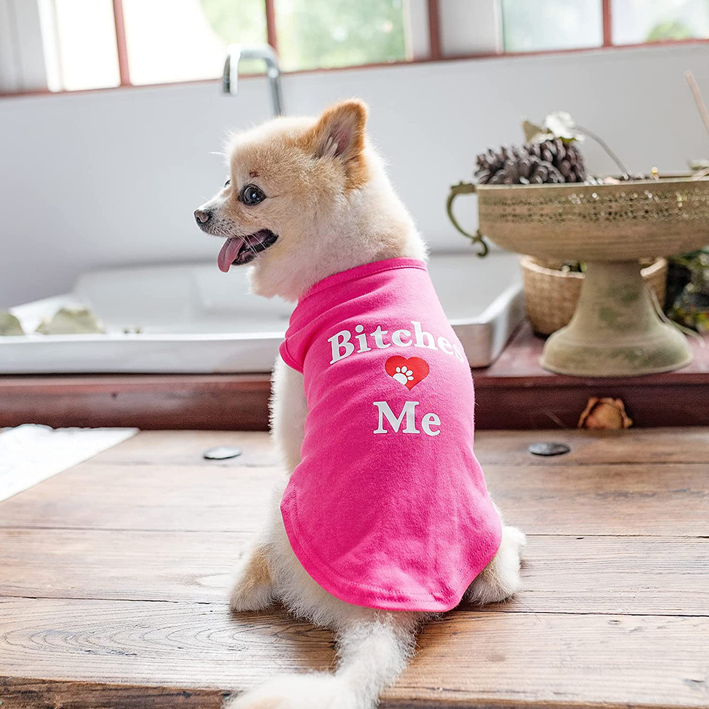 Dog T Shirts Pet Summer Vests I Love My Mom Dog Clothes with Fashion Printing 2 Pack