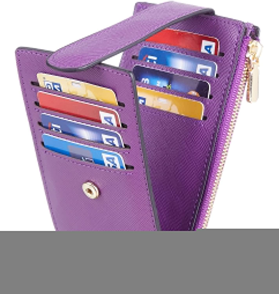 Chelmon Womens Walllet Slim RFID Blocking Bifold Multi Card Case Wallet with Zipper Pocket (Purple Deep)