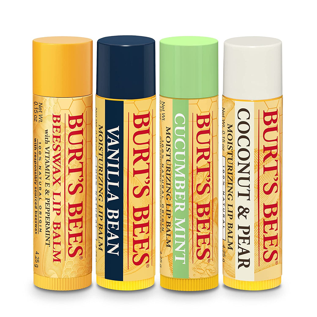 Burt’S Bees Holiday Gift, 5 Lip Care Stocking Stuffer Products, Lip Surprise Set - Overnight Intensive Lip Treatment, Rose Tinted Lip Balm, Fig Lip Shimmer, Pomegranate Lip Balm, Beeswax Lip Balm