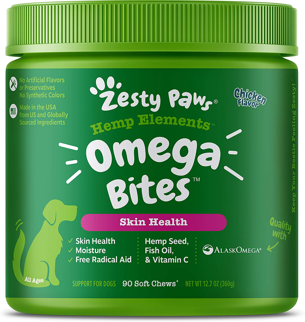 Omega 3 Alaskan Fish Oil Chew Treats for Dogs for EPA & DHA Fatty Acids - Itch Free Skin - Hip & Joint Support + Heart & Brain Health