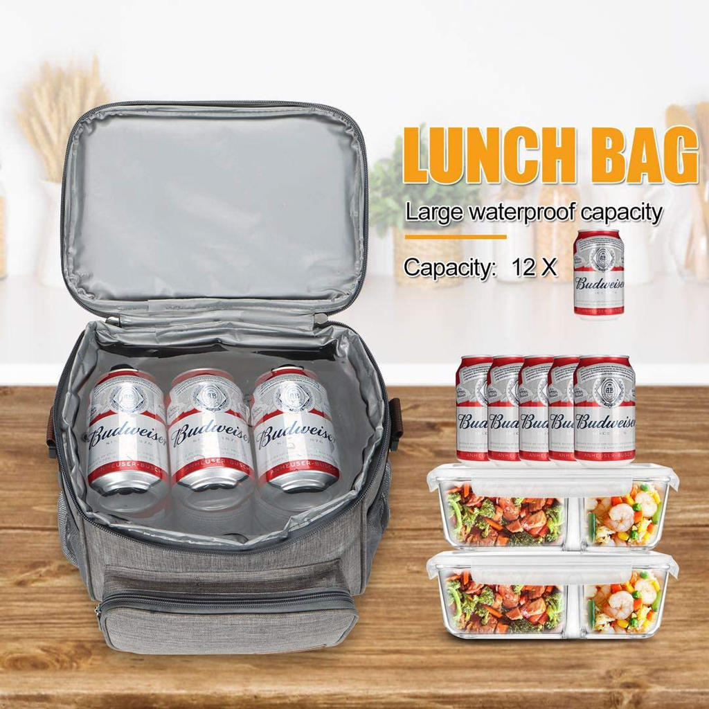 Visberius Lunch Bags For Women and Men,Insulated Lunch Tote Box with Reusable Thermal Cooler,Leakproof,Having adjustable Shoulder Strap,Suitable for School,Office,Outdoor Activity