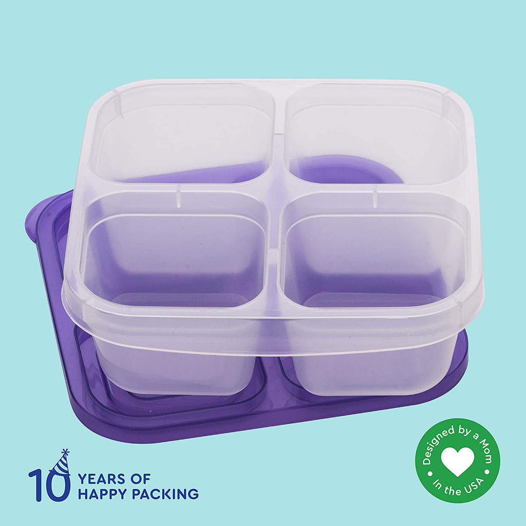 EasyLunchboxes - Bento Snack Boxes - Reusable 4-Compartment Food Containers for School, Work and Travel, Set of 4, Classic