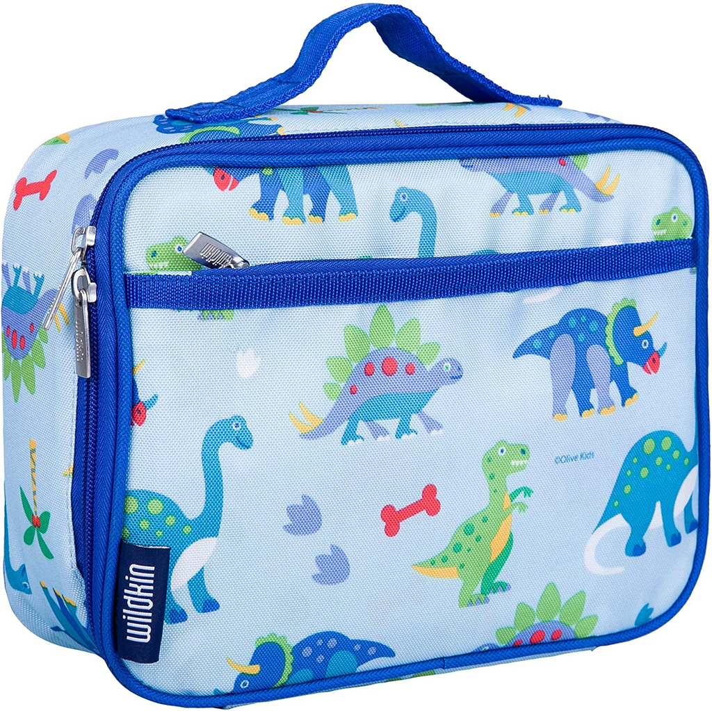 Wildkin Kids Insulated Lunch Box Bag for Boys and Girls, Perfect Size for Packing Hot or Cold Snacks for School and Travel, Mom's Choice Award Winner, BPA-free, Olive Kids (Dinosaur Land)