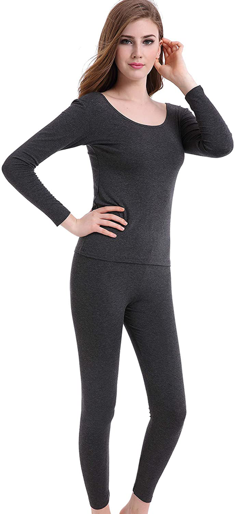Thermal Underwear Women Long - Scoop Neck Ultra - Thin Johns Set Top & Bottom