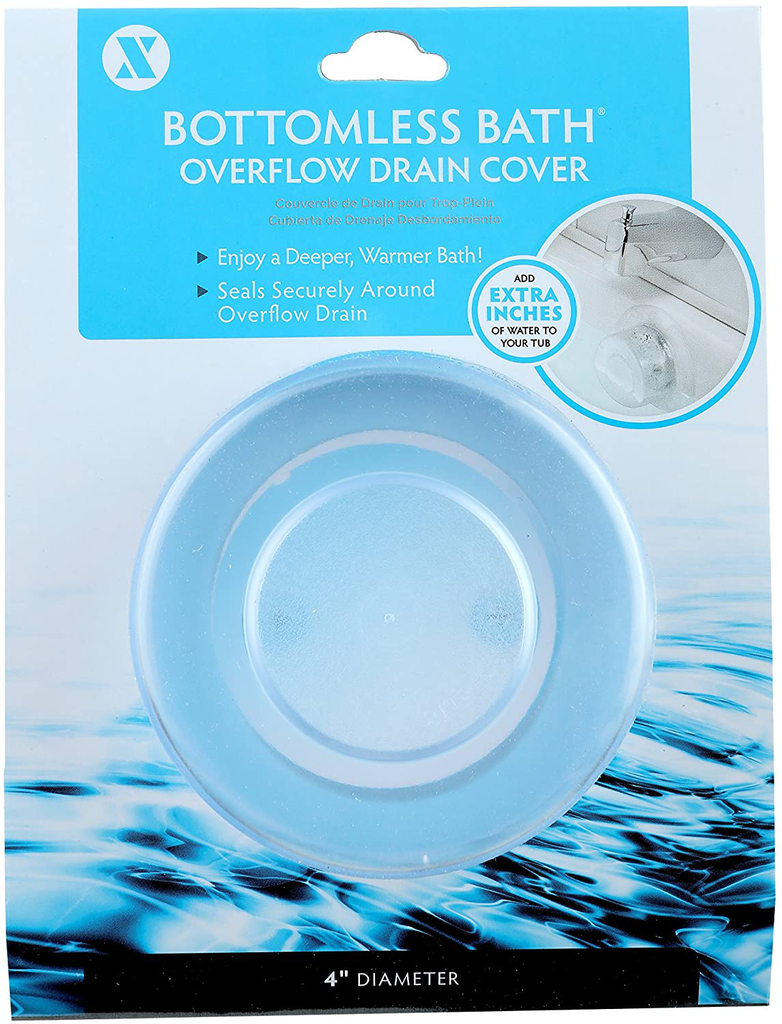 SlipX Solutions Bottomless Bath Overflow Drain Cover for Tubs, Adds Inches of Water to Your Bathtub for a Warmer, Deeper Bath (White, 4 inch Diameter)