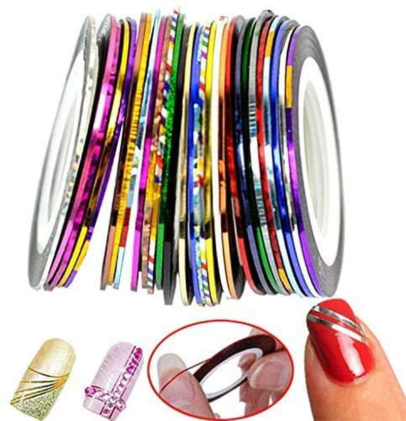 30 Colors Multicolor Mixed Colors Rolls Striping Tape Line Nail Art Decoration Sticker DIY Nail Tip (Basic)