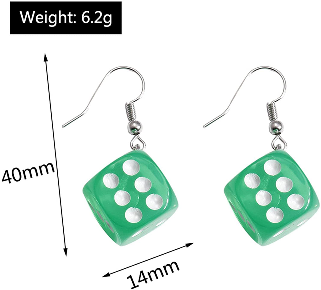 3D Dice Dangle Earrings Colorful Resin Dice Earrings Funny Geometric 3D Punk Dice Earrings for Women Girls Jewelry