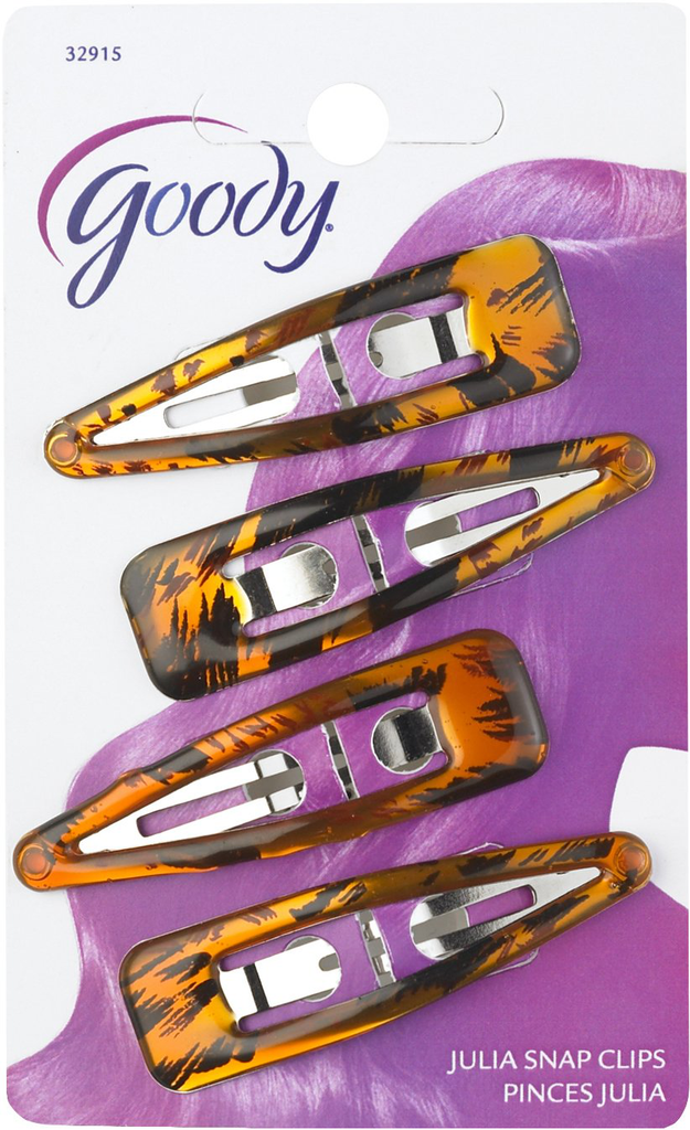 Goody Classics Contour Hair Clip, Shiny Tort, 4 Count (Pack of 3)