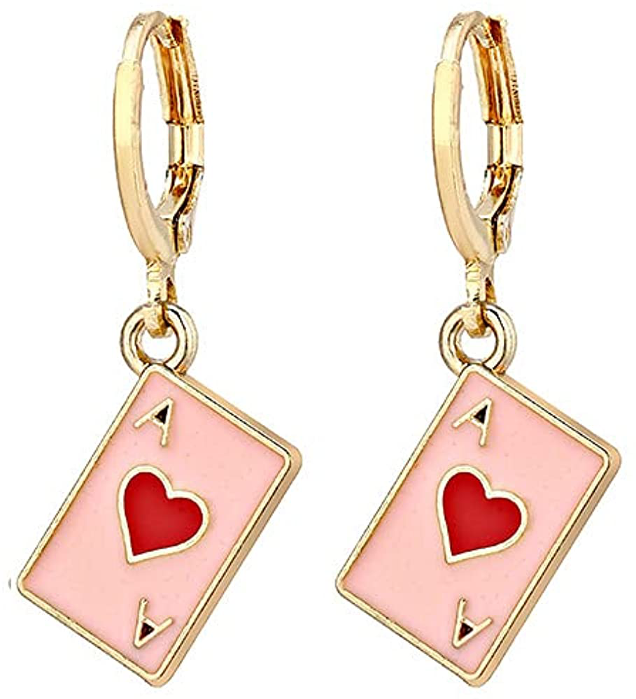 Unique Poker Earrings Hearts and Spades Earrings Ace Earrings Playing Cards Poker Dangle Drop Stud Earrings Hypoallergenic Jewelry for Women Girls