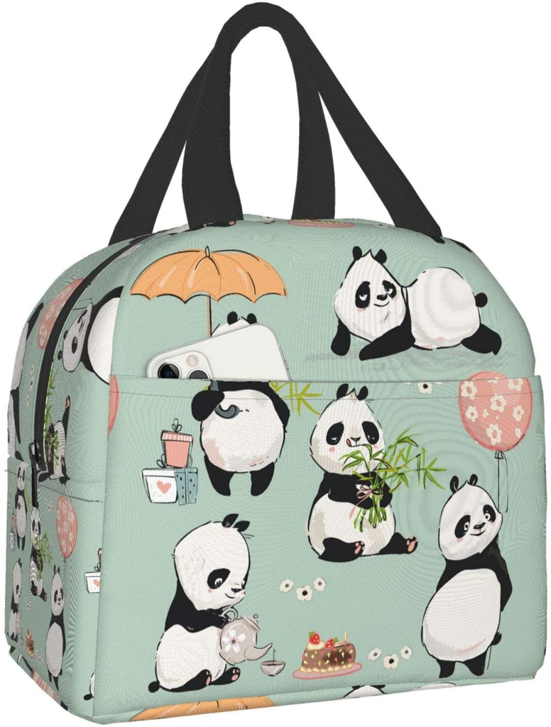 PrelerDIY Panda Lunch Box - Insulated Lunch Bags for Women/Men Little Panda Collection Reusable Lunch Tote Bags, Perfect for Office/Camping/Hiking/Picnic/Beach/Travel