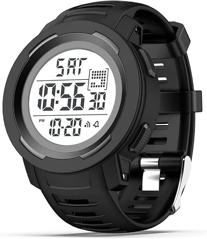 Cakcity Digital Sport Waterproof Watches for Men Military Watches with Stopwatch Alarm Wrist Army Watch, Black