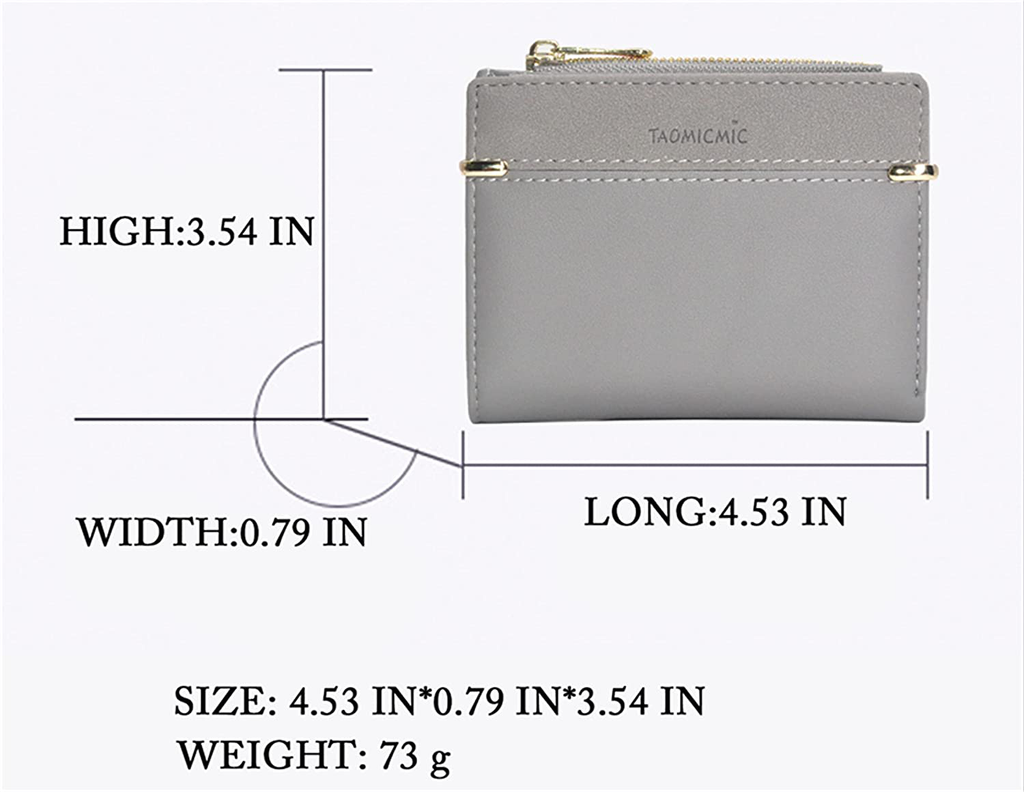 Small Wallets for Women Bifold Leather Short Wallet Lady Mini Purse Card Case Holder with ID Window (A-Gray)