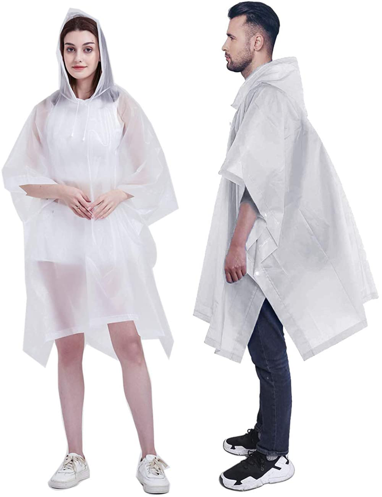 HLKZONE Rain Poncho, [Pack of 2] Portable EVA Raincoat with Hood Reusable Rain Coats Emergency Camping Survival Kits