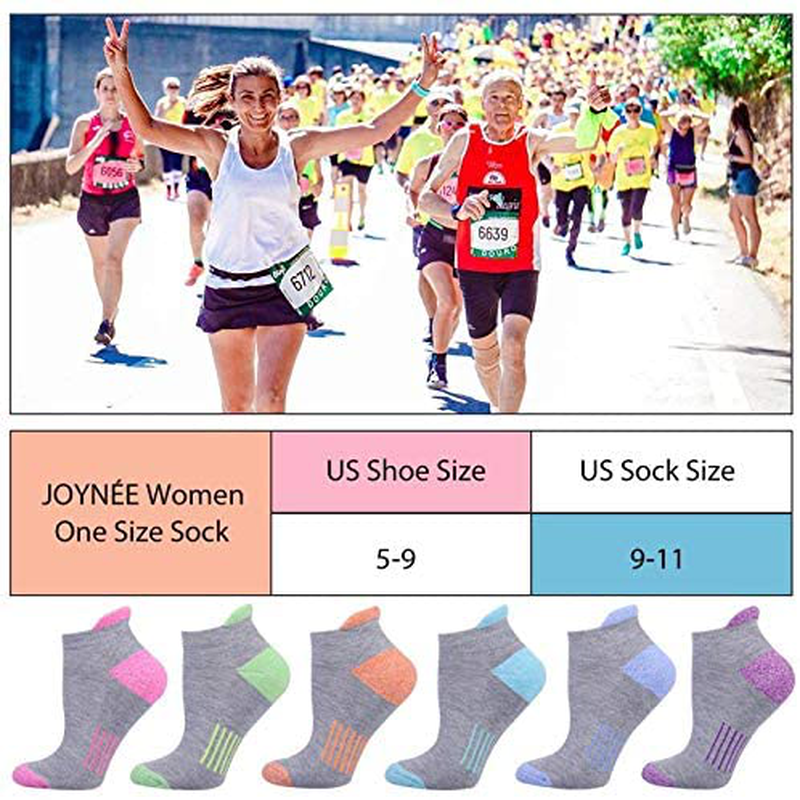 Womens Ankle Athletic Low Cut Tab Socks Cushioned Running Sports 6 Pack