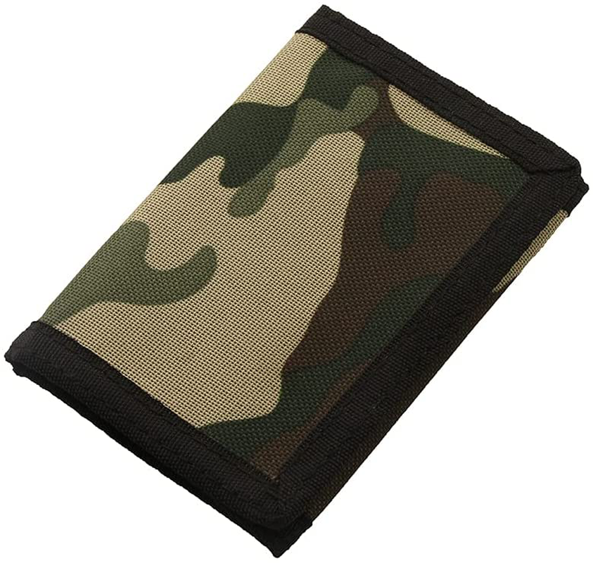 RFID Blocking Canvas Wallet for Men and Women - Camo Trifold Outdoor Sports Wallets with Magic Sticker for Teen Kids (Camo Green2)