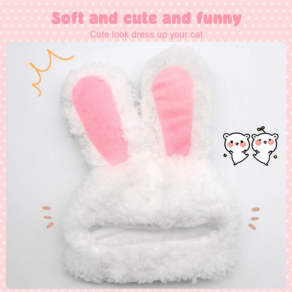 BWOGUE Cute Costume Bunny Rabbit Hat with Ears for Cats & Small Dogs Party Costume Halloween Accessory Headwear