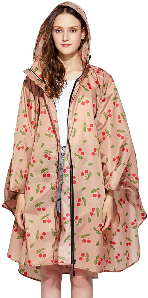 Rain Poncho for Women Adults Hooded Jacket Waterproof Reusable Hiking Rain Coat with Pockets