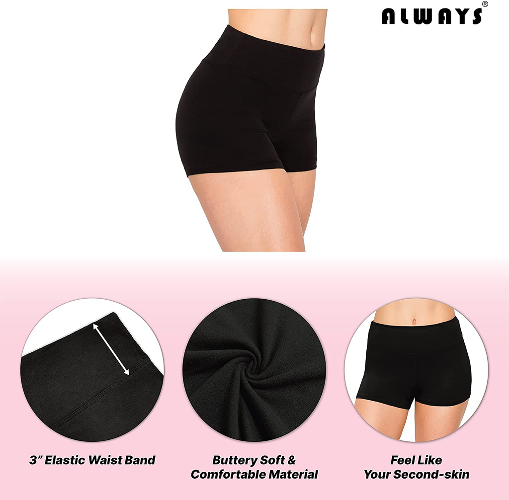 ALWAYS Women Workout Yoga Shorts - Premium Buttery Soft Solid Stretch Cheerleader Running Dance Volleyball Short Pants