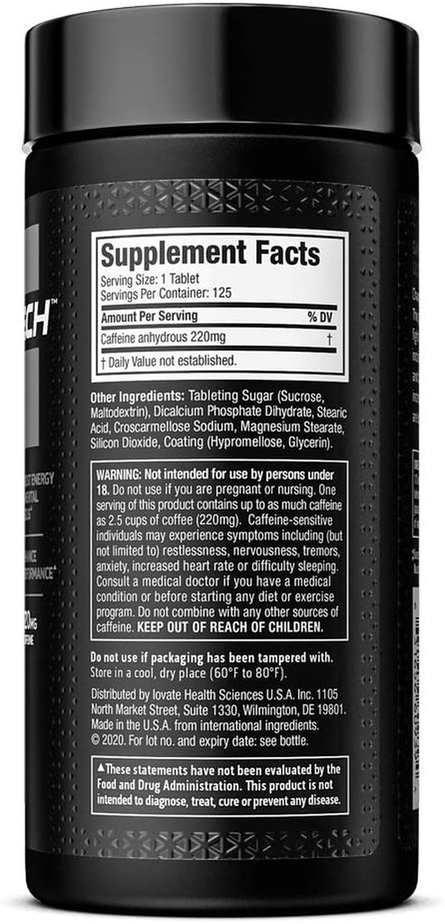 Caffeine Pills | MuscleTech 100% Caffeine Energy Supplements | PreWorkout Mental Focus + Energy Supplement | 220mg of Pure Caffeine | Sports Nutrition Endurance & Energy, 125 Count (Package may vary)