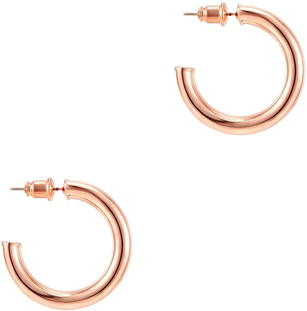 PAVOI 14K Gold Plated Hoop Earrings For Women | 3.5mm Thick Infinity Gold Hoops Women Earrings | Gold Plated Loop Earrings For Women | Lightweight Hoop Earrings Set For Girls