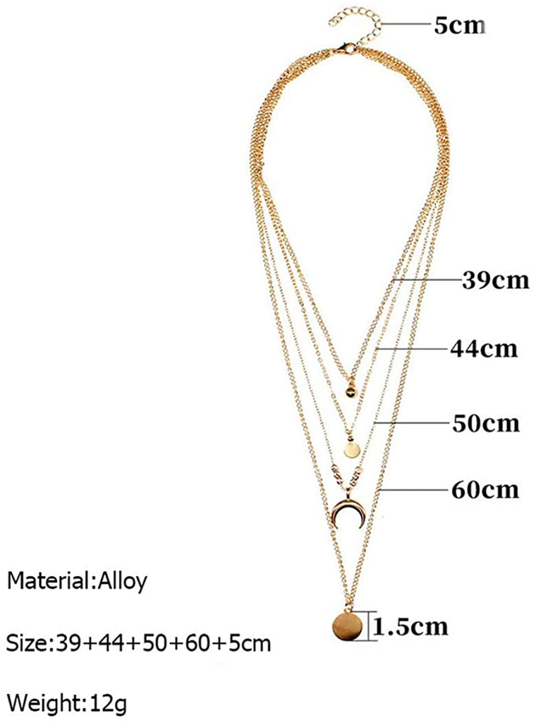 Ludress Boho Layered Necklace Gold Rhinestone Pendant Necklaces Butterfly Moon Choker Neck Jewelry Accessories for Women and Girls