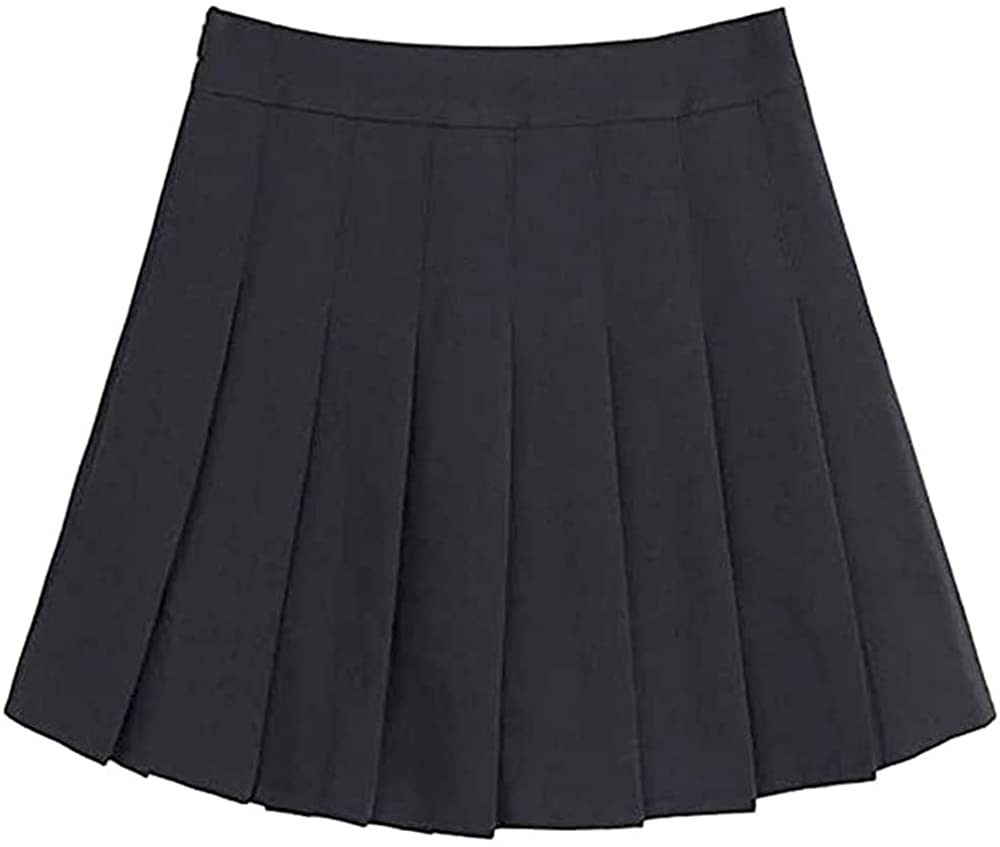 Girls Women High Waisted Pleated Skirt Plain Plaid A-line Mini Skirt Skater Tennis School Uniform Skirts Lining Shorts