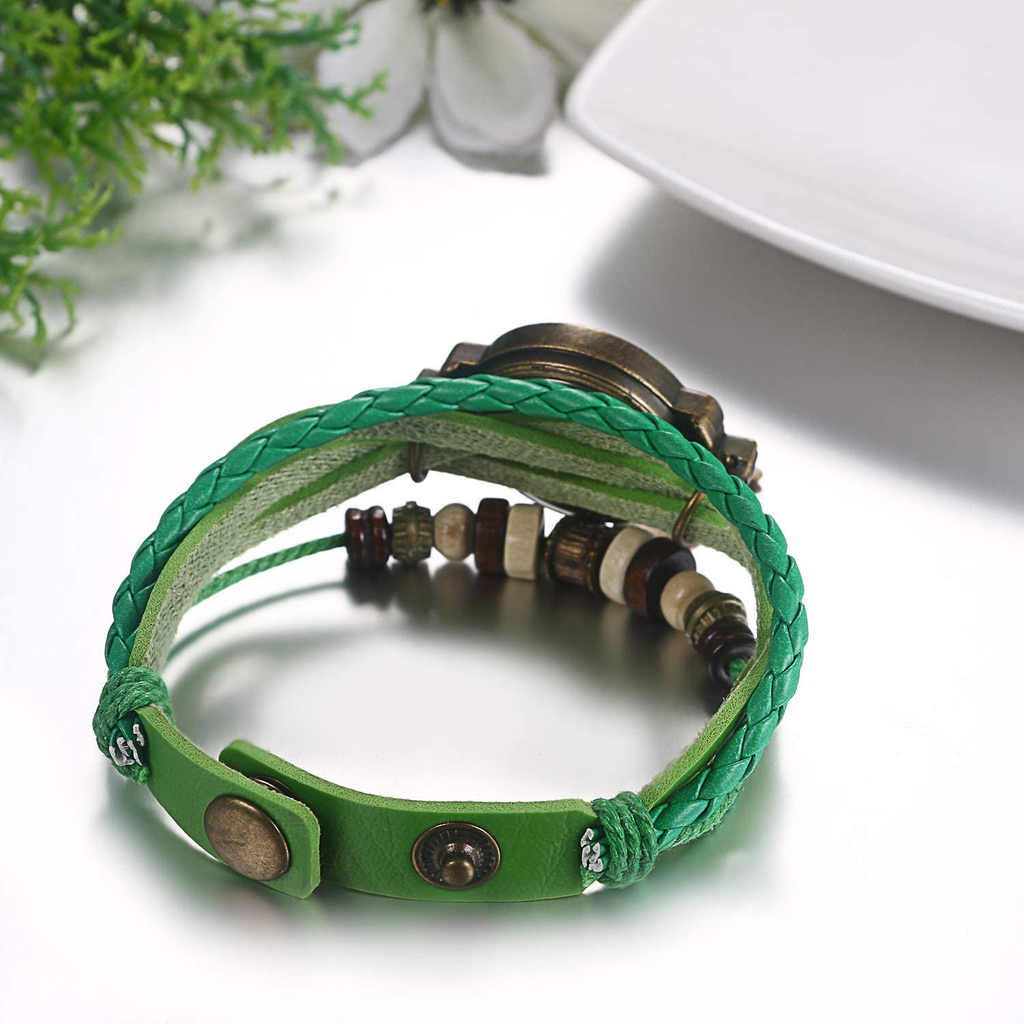 Jewelrywe Women Quartz Bracelet Watch Fashion Weave Wrap around Leather Wrist Watch Classic Bracelet Watch Set, for Valentine’S Day