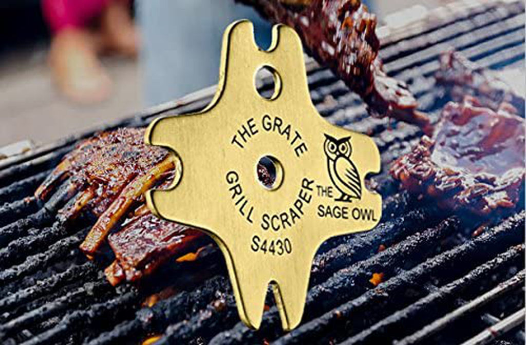 Safe Brass BBQ Grill Cleaner - These Heavy Duty Tools Are Safer than a Wire Brush - Functional Gifts for Men Who Have Everything - Regalos Para Hombre - Great Stocking Stuffers