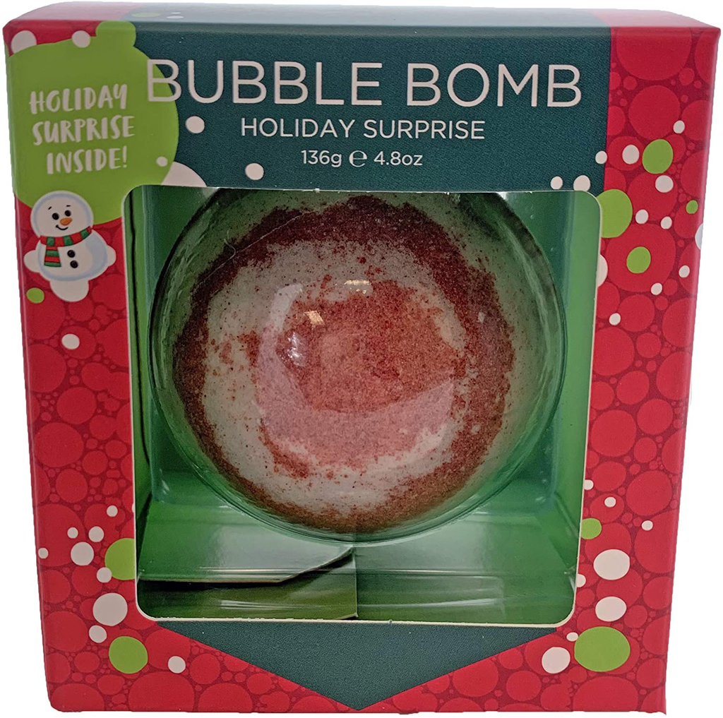 Christmas Bubble Bath Bomb for Kids with Surprise Holiday Squishy Toy inside by Two Sisters. Large 99% Natural Fizzy in Gift Box. Moisturizes Dry Sensitive Skin. Releases Color, Scent, Bubbles