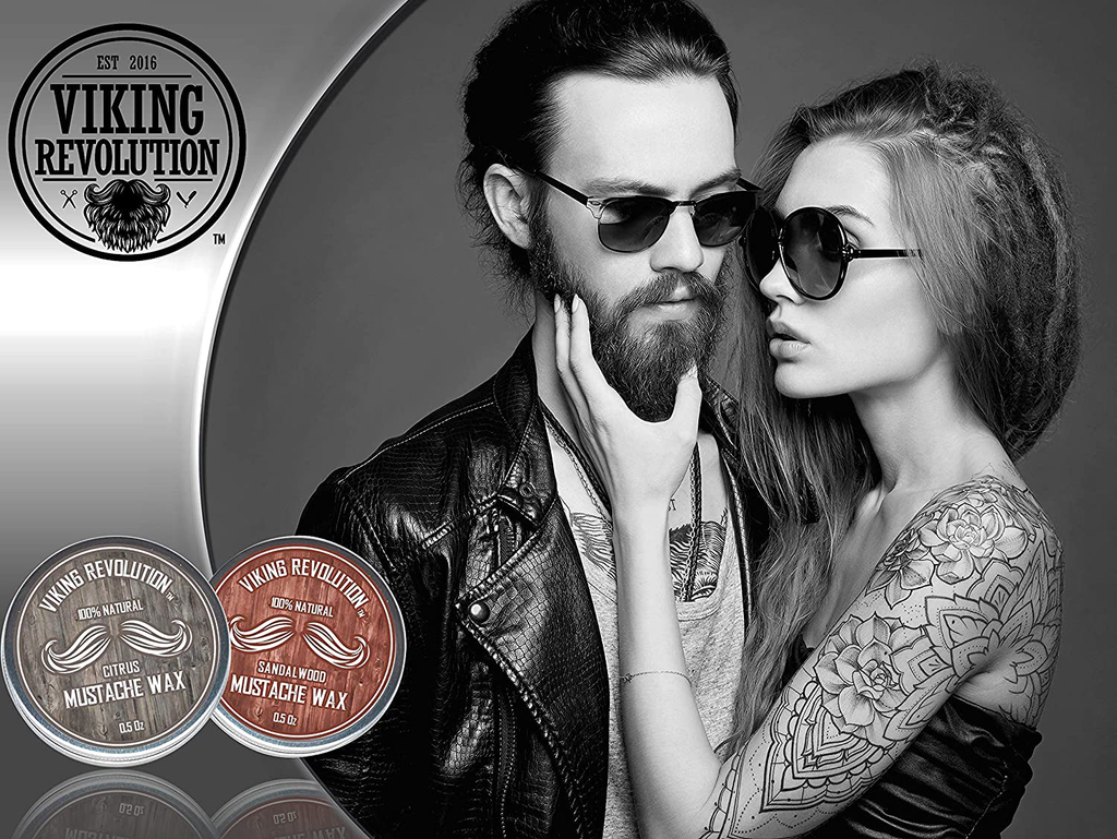 Mustache Wax 2 Pack - Beard & Moustache Wax for Men - Strong Hold Helps Train Tame & Style (Citrus & Sandalwood, 2 Pack)