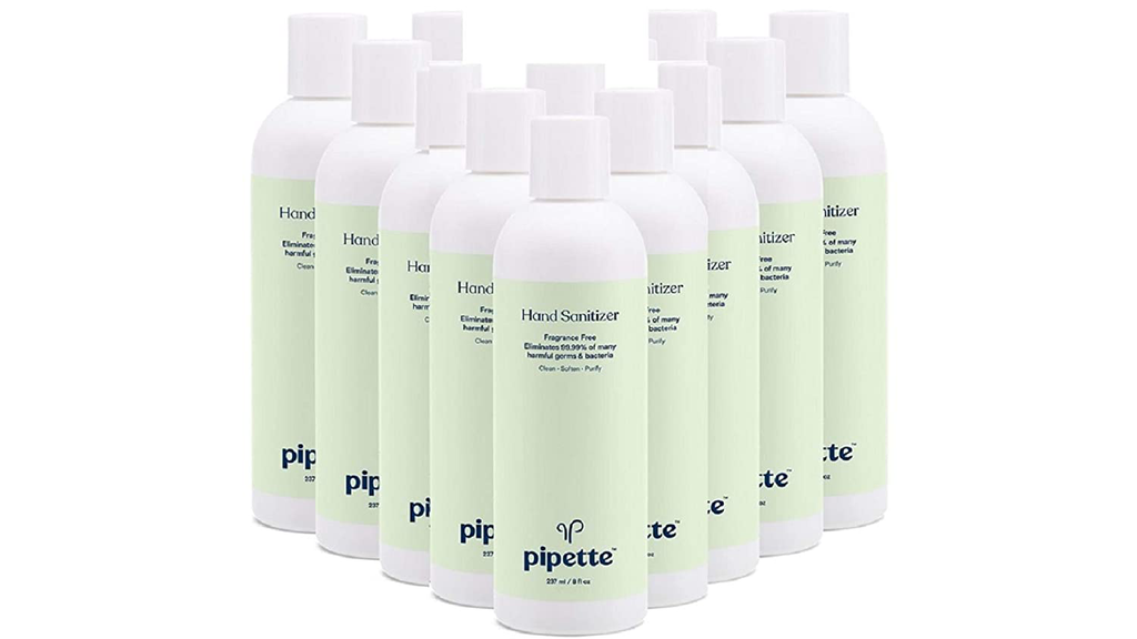 Pipette Hand Sanitizer Gel, 65% Alcohol, Moisturizing, Non-Sticky, No Rinse Plant-Derived, 8-Fl Oz, 12-Pack