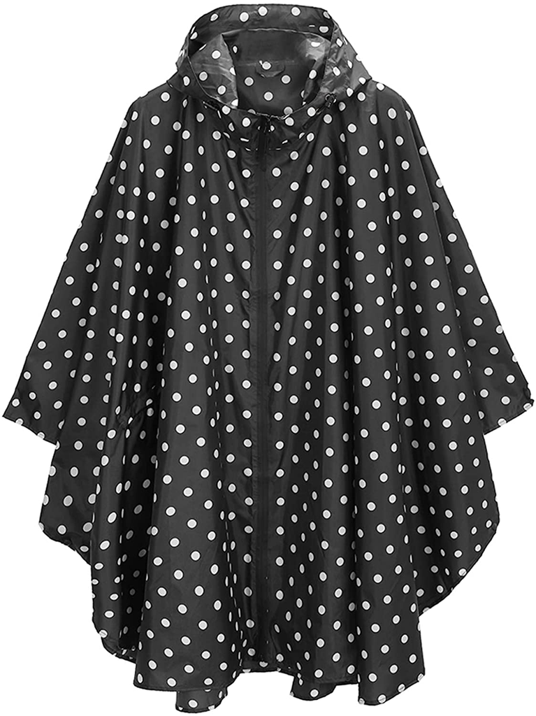 Fashion Hooded Rain Poncho with Pocket Waterproof Raincoat Jacket Zipper Style for Men/Women adults