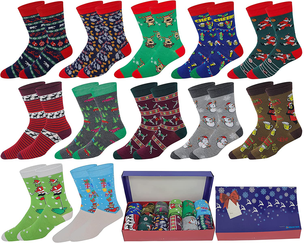 12 Pair Men's Colorful Design Dress Socks