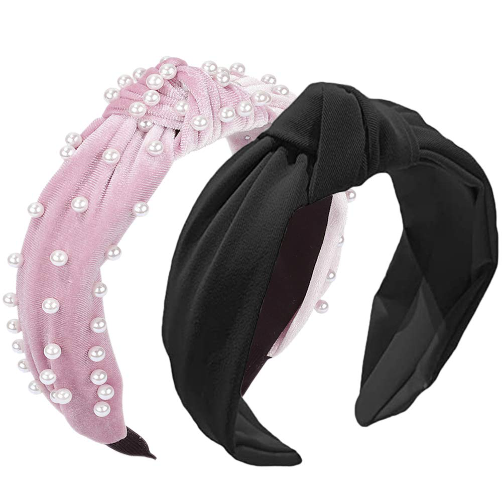 2 Pack Bow Knotted Wide Headbands