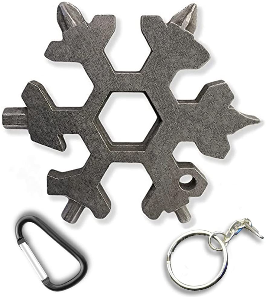 The Latest Snowflake Tool,19-In-1 Snowflake Multi Tool, Incredible Tool, Portable Stainless Steel Keychain Screwdriver Bottle Opener Snowflake Multitool for Outdoor Enthusiast and Men'S Gift (Black)