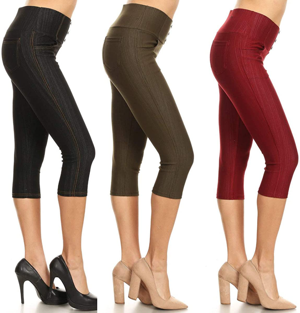 Women's High Waist Stretch Skinny Soft Denim Capri Jegging Pant Reg-Plus Size