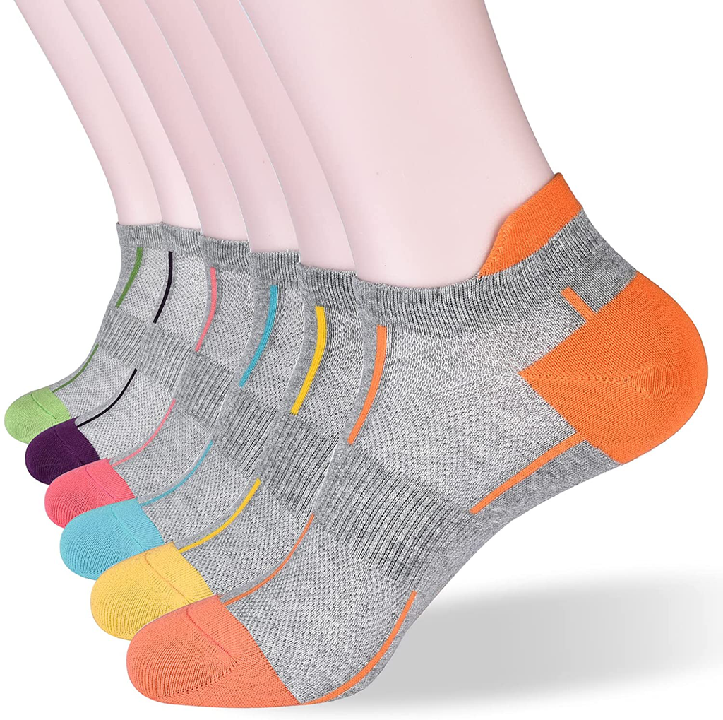 Women's Athletic Ankle Socks-Denisy Running White Soft Low Cut Sports Tab Socks Black for US Shoe Size 6-9/9-11 (6 Pairs)