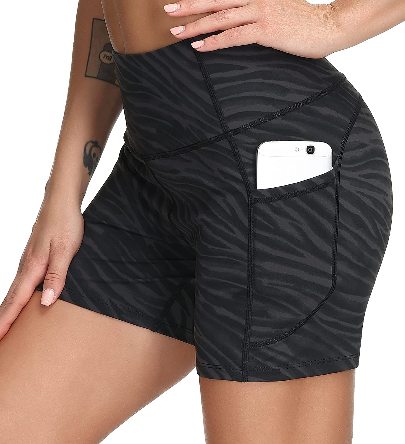 High Waist Yoga Shorts for Women with 2 Side Pockets Tummy Control Running  Home Workout Shorts