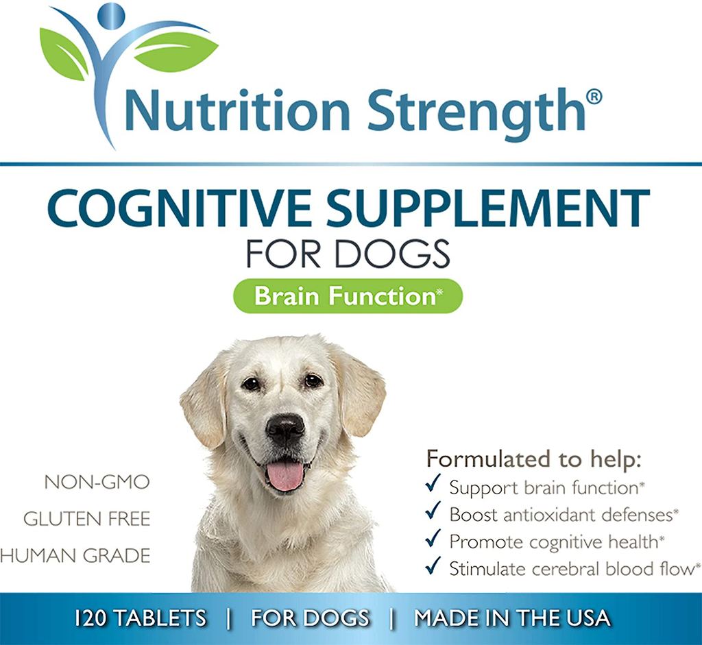 Nutrition Strength Cognitive Support for Dogs, Promotes Dog Brain Health, Mental Support for Old Dogs, Supplement for Dogs with Cognitive Difficulties, 120 Chewable Tablets