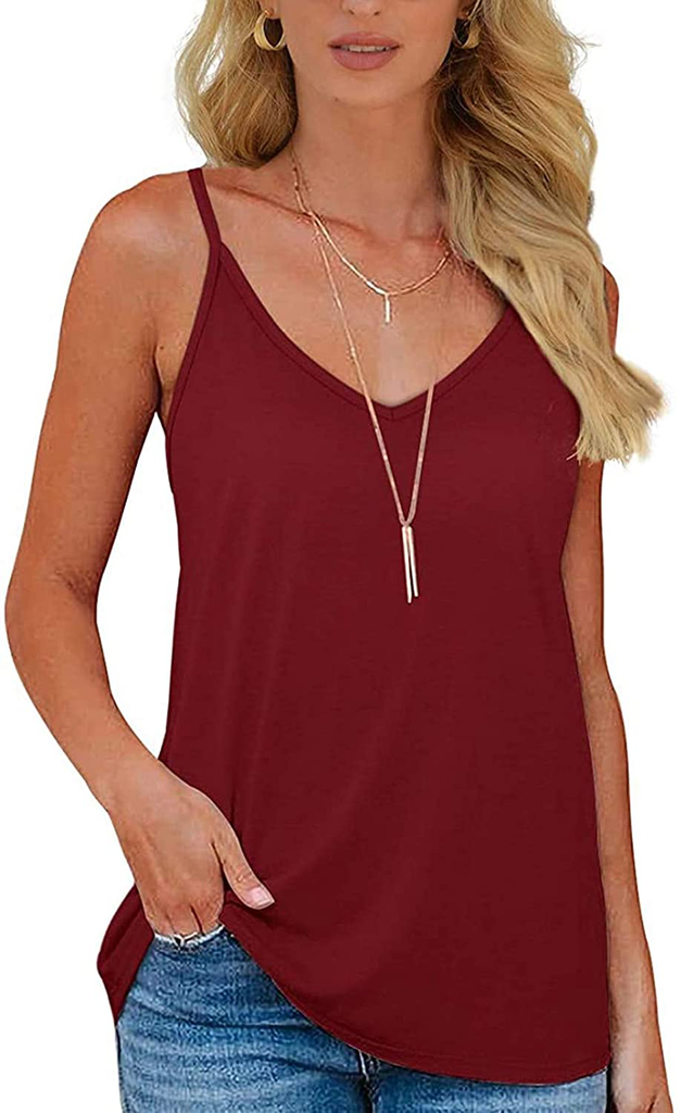 Styyyou Womens Stripe Strappy Cami Top Summer Deep V-Neck Breathable Cool Vest Tops