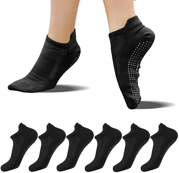 FUNDENCY Non Slip Yoga Socks for Women 6 Pairs, Anti-Skid Socks