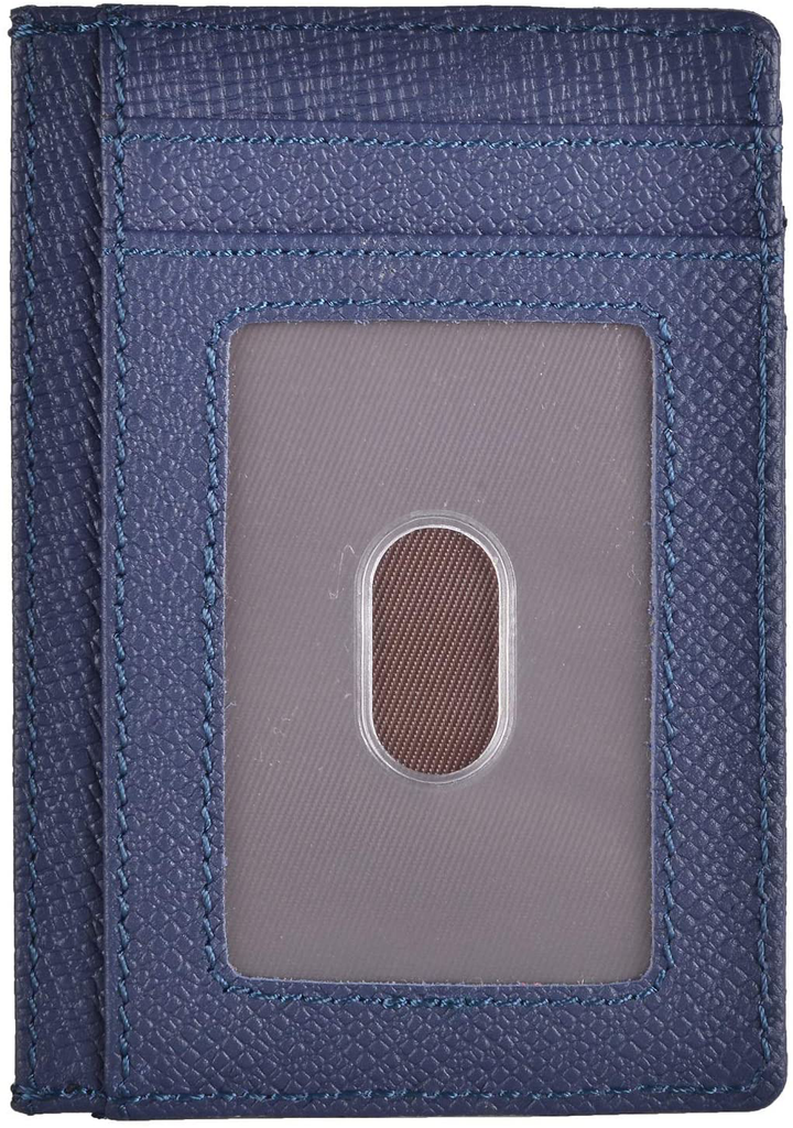 Easyoulife RFID Slim Card Wallet Leather Small Front Pocket Wallet for Men Women (01 Cross Dark Blue)