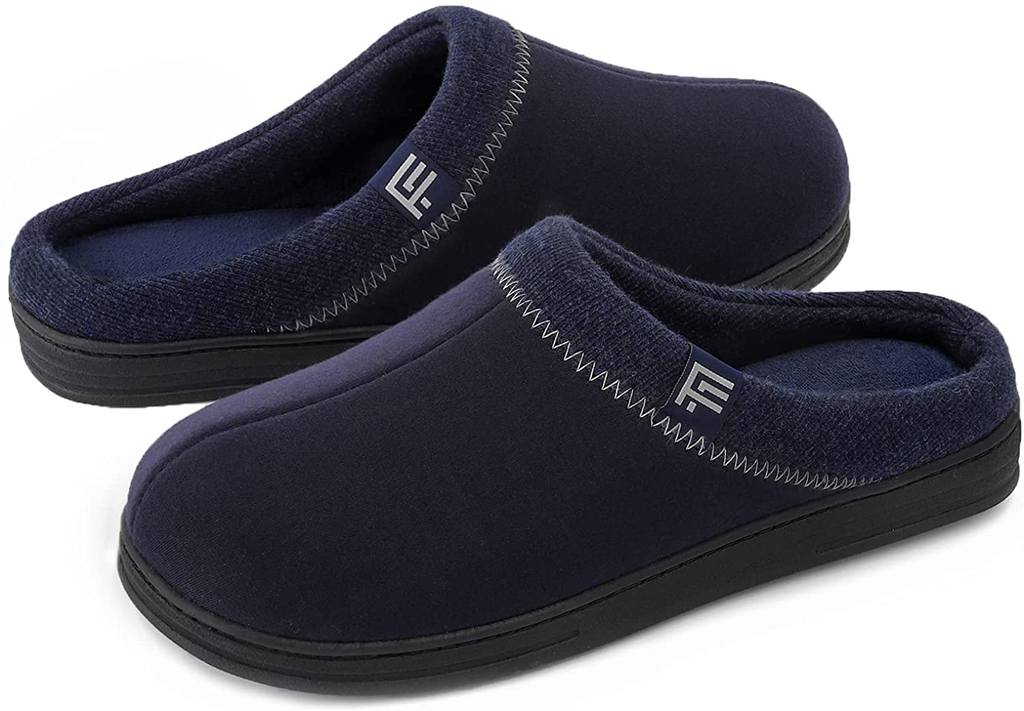 Men's Breathable Cotton Jersey Memory Foam Slippers with Non-Slip Sole