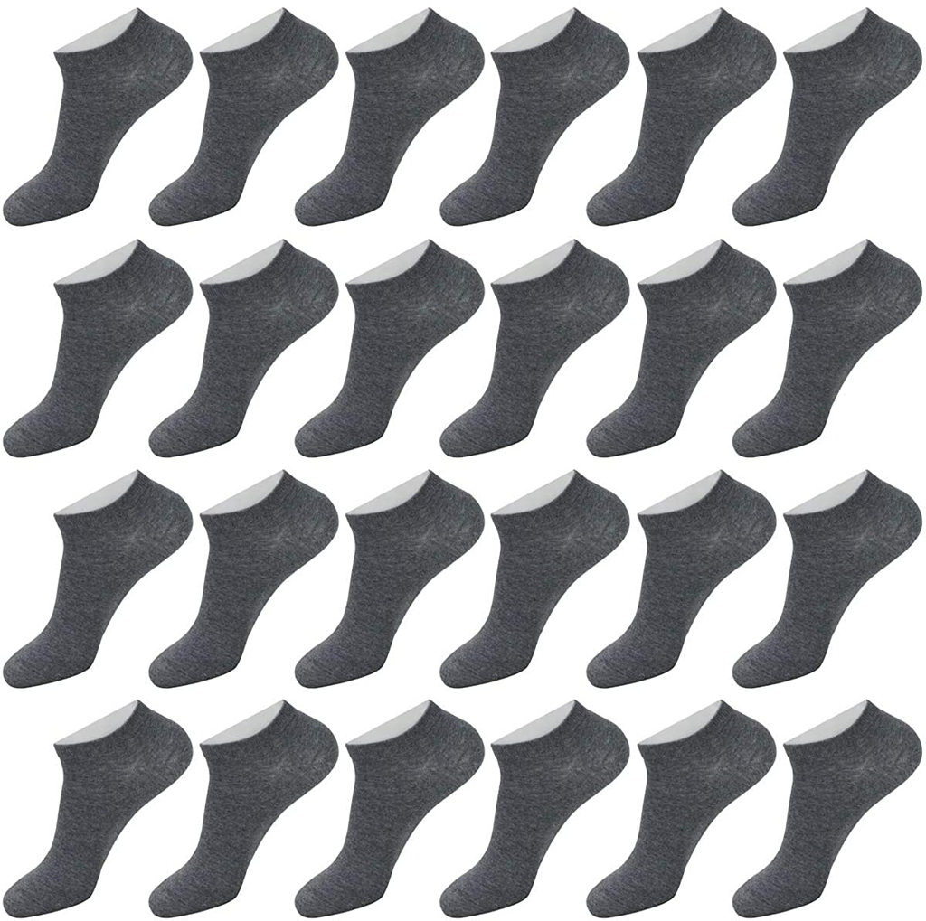 Men's 24 Pair Coolmax Cotton Low Cut No Show Ankle Socks